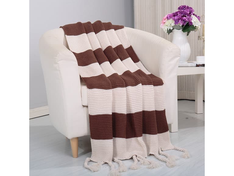 Luxury Home Vintage Stripe Throw Blanket - Image 1
