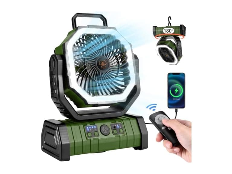 30000mAh Camping Fan with LED Lantern - Image 1