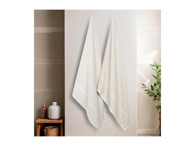 Superior 2PC Beige Juno Viscose Cotton Blend Bath Sheets - Image 1
