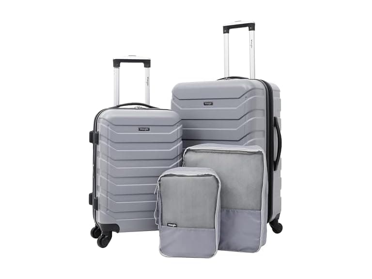 Wrangler 4 Piece Miami Luggage and Packing Cubes Set, Sharkskin - Image 1
