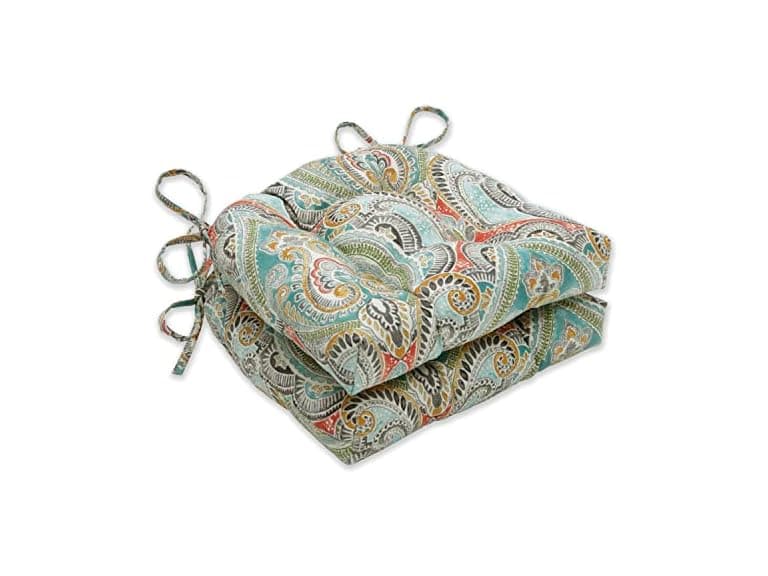 Pillow Perfect Paisley Indoor/Outdoor Chairpad w Ties 2Pk - Image 1