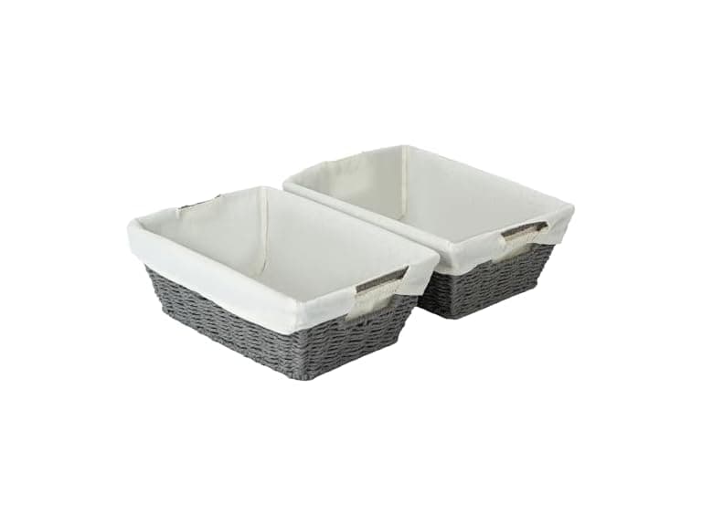 Sukkiri Homu Trapezoid Storage Basket with Handle, Set of 2 Grey - Image 1