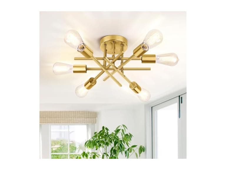 TOBUSA 6-Light Gold Semi Flush Mount Ceiling Light Fixture - Image 1