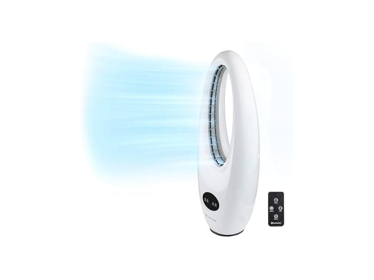 Comfort Zone 28" Oscillating Bladeless Tower Fan with Remote - Image 1