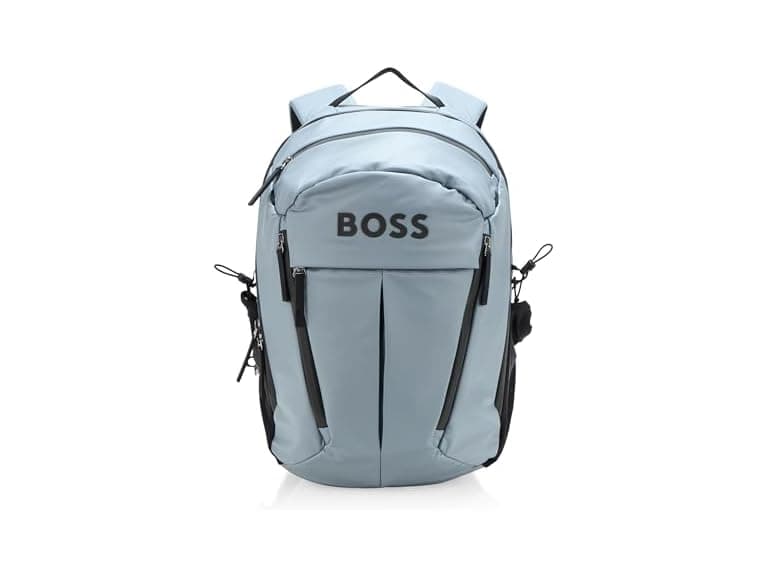 BOSS, Stormy Bold Logo Backpack, Ice Grey - Image 1