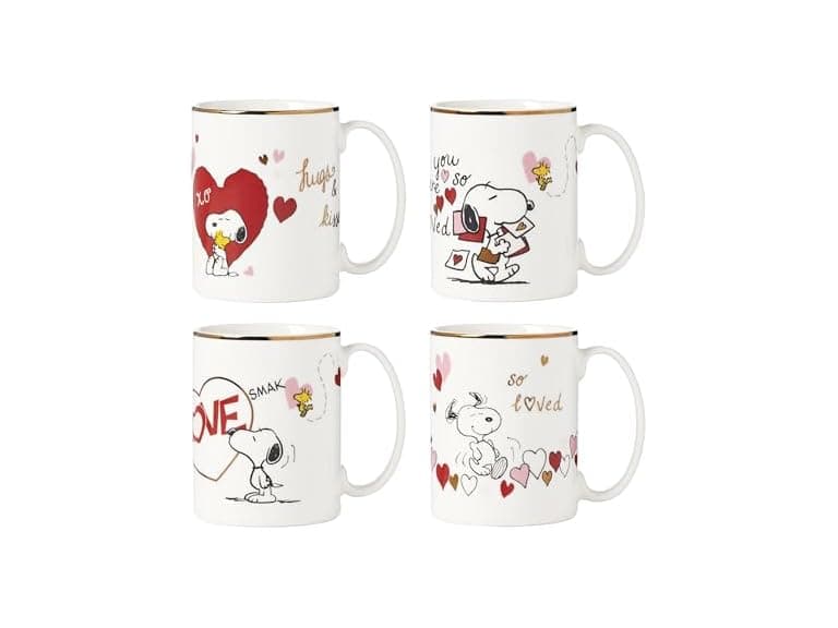 Lenox 897219 Snoopy Valentines Day Mugs, Set of 4 - Image 1