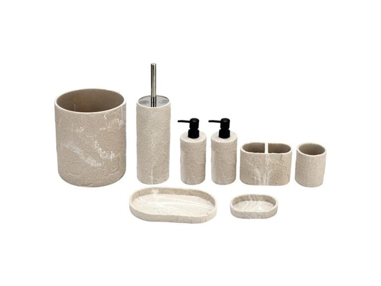J&V Textiles Bathroom Accessories Set TAN - Image 1