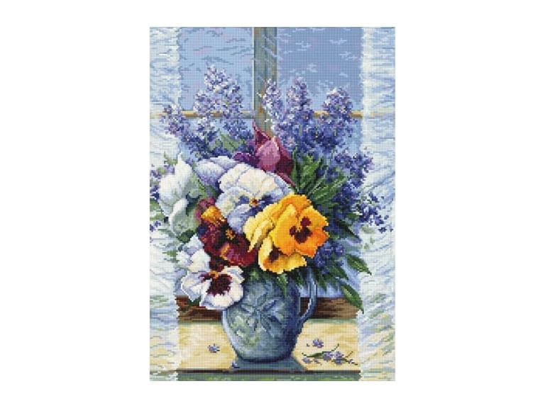 Cross Stitch Kit Luca-S Bouquet with Pansies - Image 1