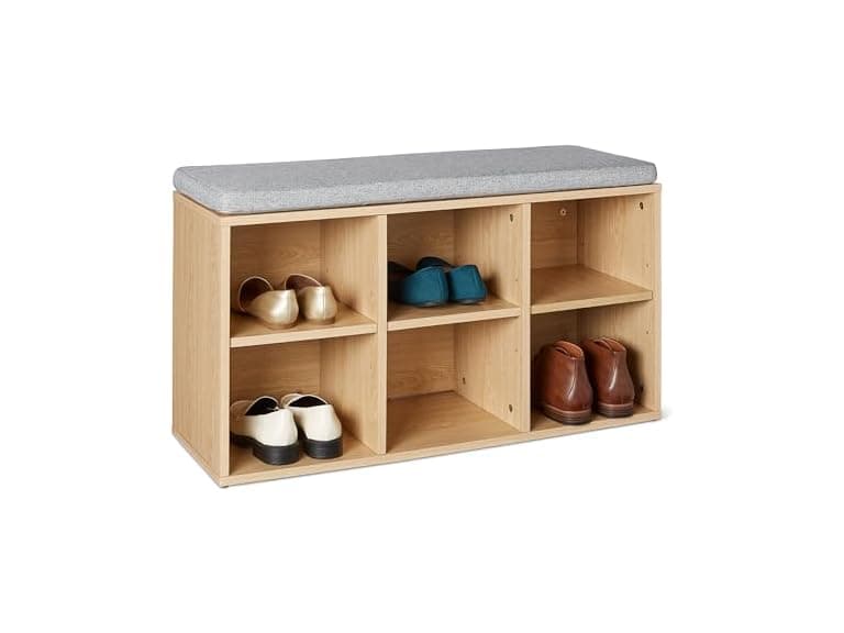 Amazon Basics Shoe Storage Bench with Cushion - Image 1