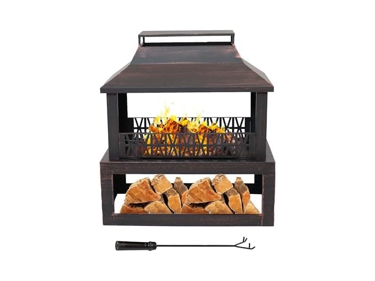Sunnydaze 35" Steel Outdoor Fireplace