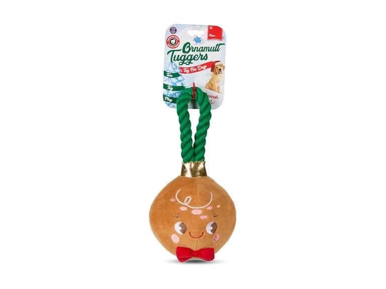 Bow Wow Pet Gingerbread Ornament Rope Plush Dog Toy - Image 1