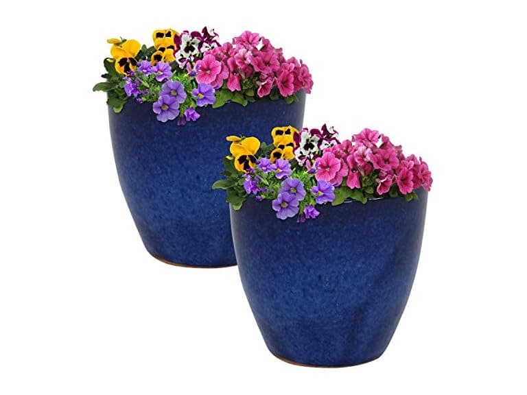 Sunnydaze Decor AP-176 2 Resort Ceramic Planters 8 Inch - Image 1