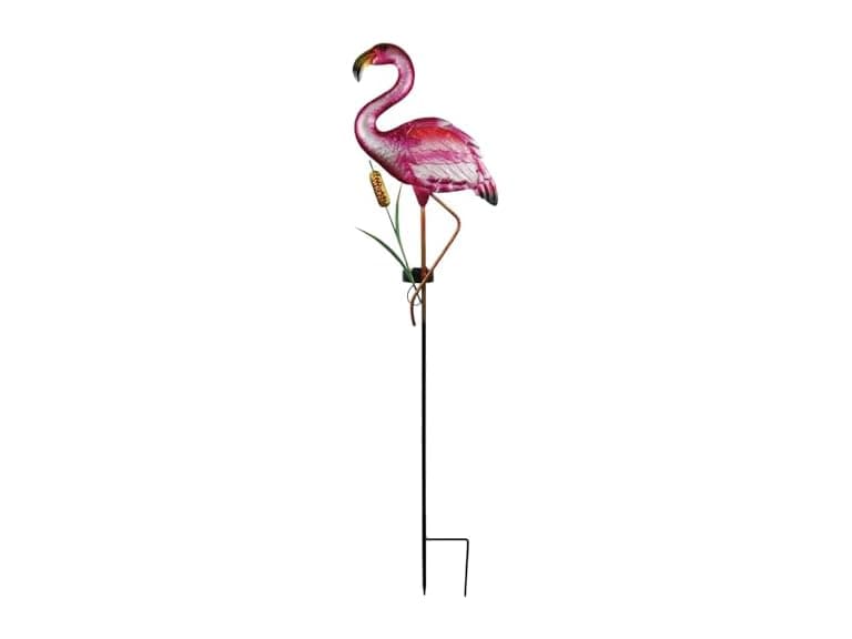 39" Solar Glass Pink Flamingo Stake - Image 1