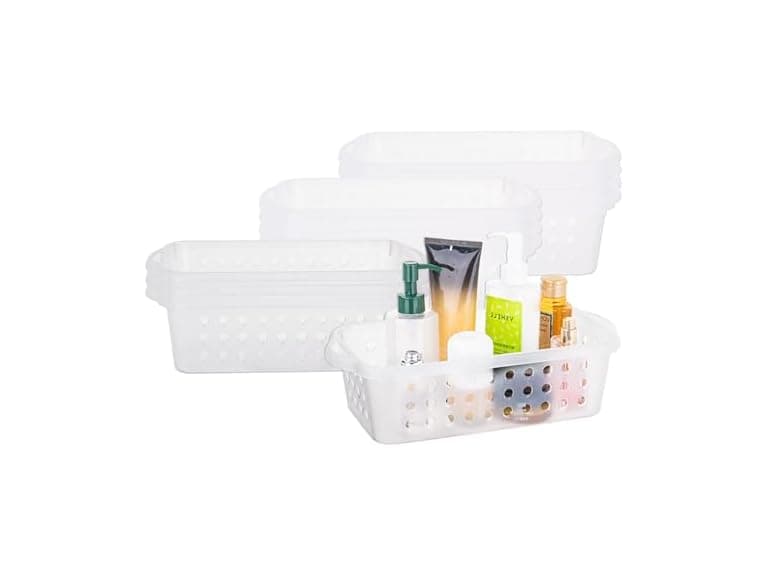 Cetomo Plastic Storage Baskets with Handle,Transparent, 12 Pack - Image 1