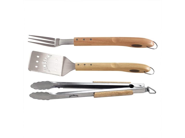 Stainless Steel & Wood Grilling Tool Set - Image 1