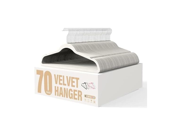 YSSOA Velvet Hangers 70 Pack White - Image 1