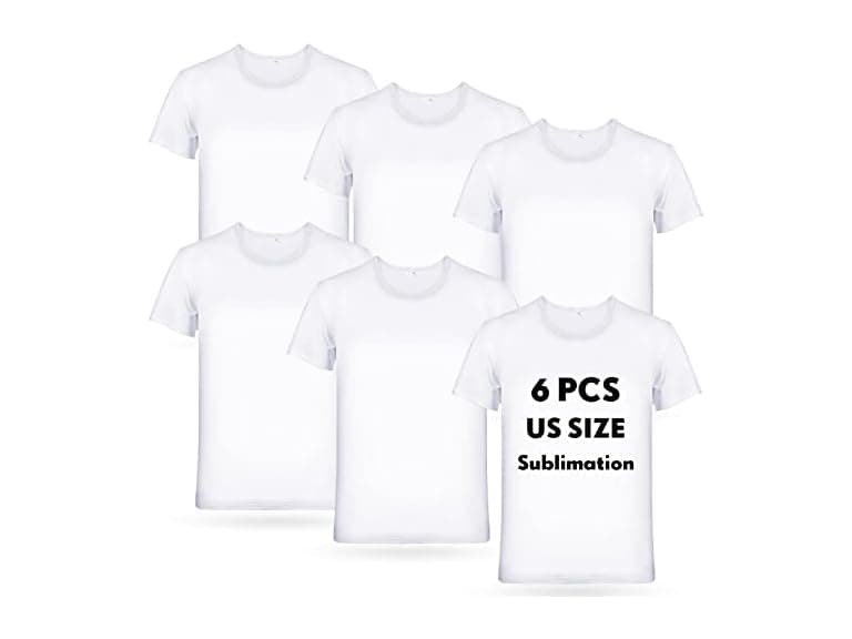 6-Pack Men's White Blank Crew T-Shirts - Image 1