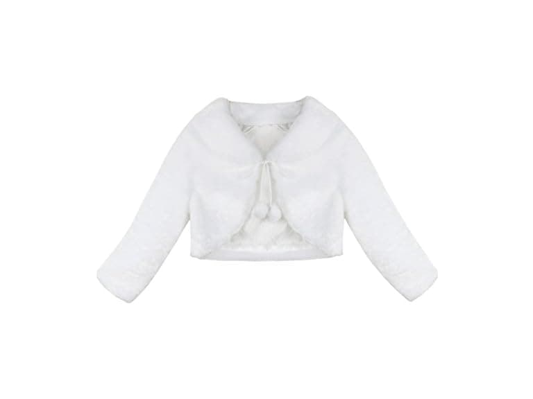 Feeshow Girls (7-8) Faux Fur Bolero Long Coat - Image 1