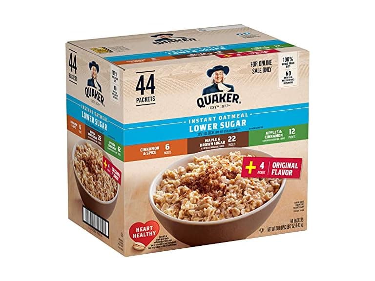44Ct Quaker Instant Oatmeal Lower Sugar, 4 Flavors - Image 1