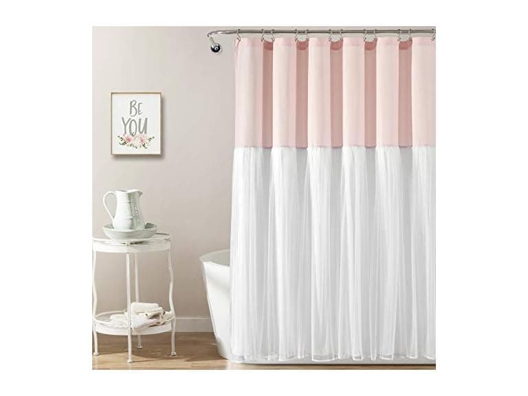 Lush Decor Tulle Skirt Colorblock Shower Curtain - Image 1