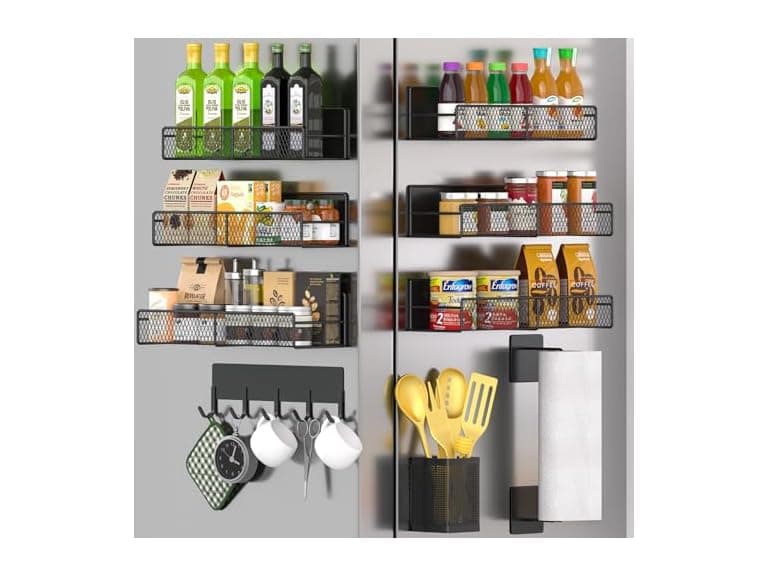 Magnetic Spice Rack for Refrigerator, 10 Pack Black - Image 1