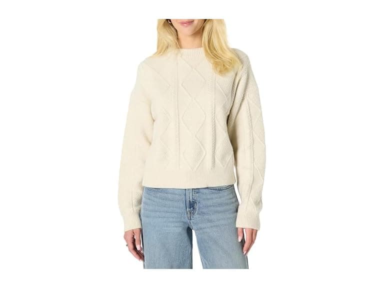 Amazon Essentials Womens RelaxedFit Cable Crewneck Sweater - Image 1