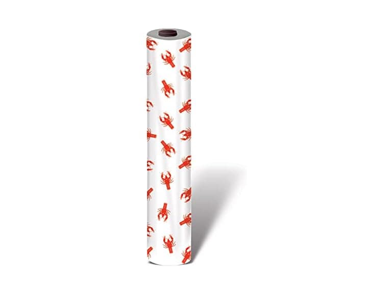 Beistle Crawfish Table Roll, Red & White Plastic Tablecloth - Image 1