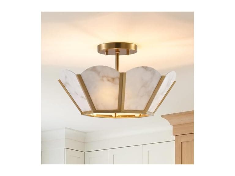 Gold Semi Flush Mount Chandelier Light for Kitchen, 15" - Image 1