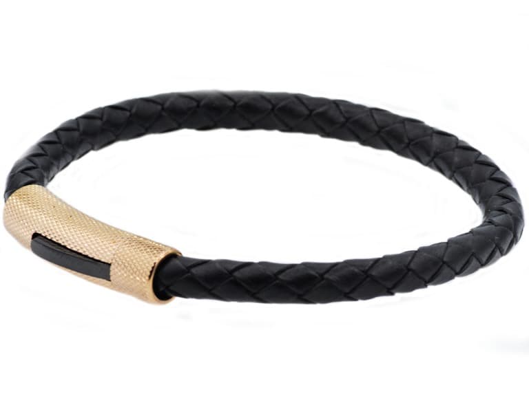 Black Genuine Leather Bracelet - Image 1