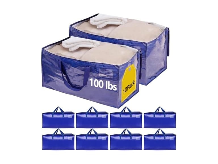 10 Pack Waterproof Moving Storage Bags, 100 lbs 95L - Image 1
