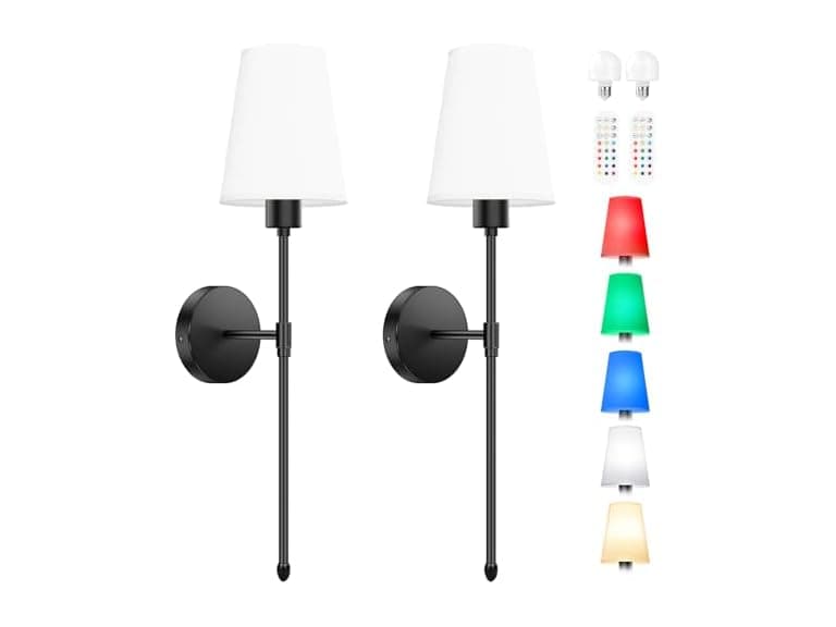 VerRon Battery Operated Wall Sconces Set of 2, Black - Image 1