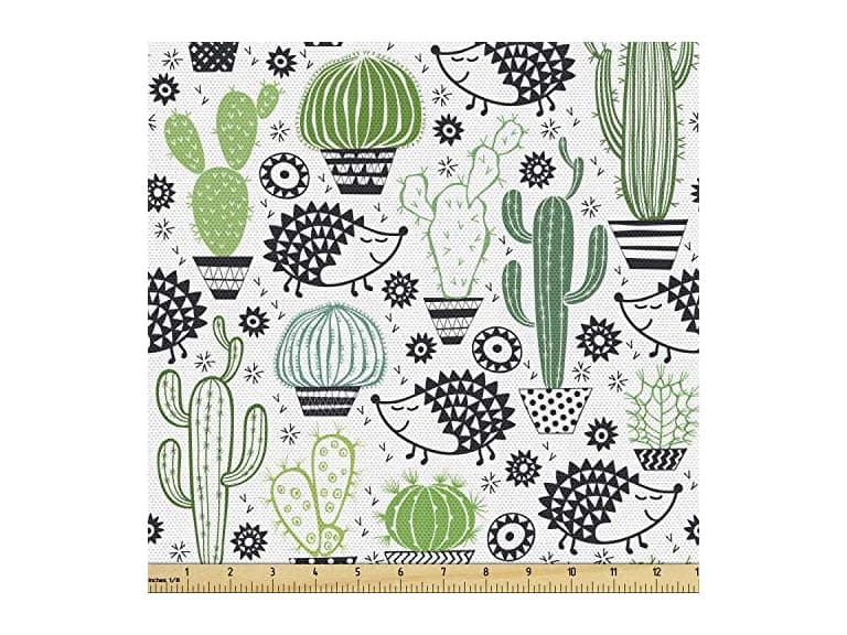 Ambesonne Cactus Fabric by The Yard, Cartoon - Image 1