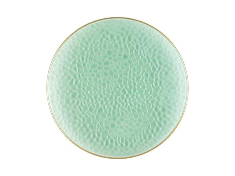Green/Gold Rim Hammered Chargers - 13" - Case Pack of 48  - Image 1