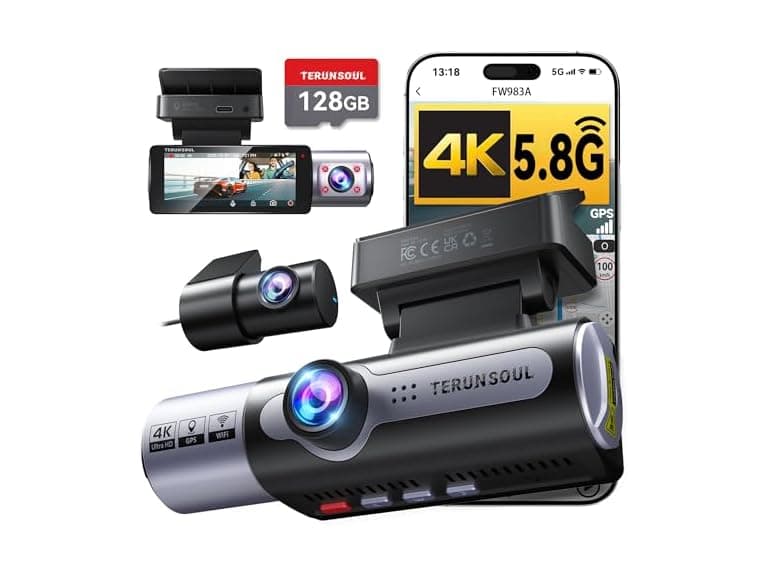 TERUNSOUI 4K+4K+1080P 3-Channel Dash Cam - Image 1