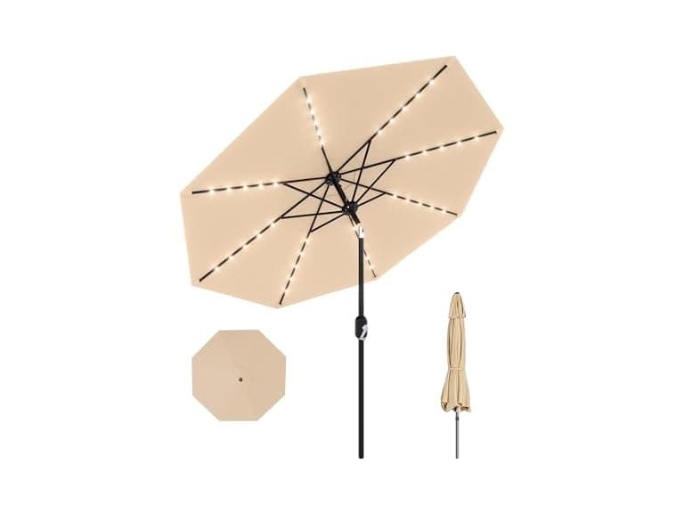 GarveeLife 10 ft Patio Umbrella with Solar Lights