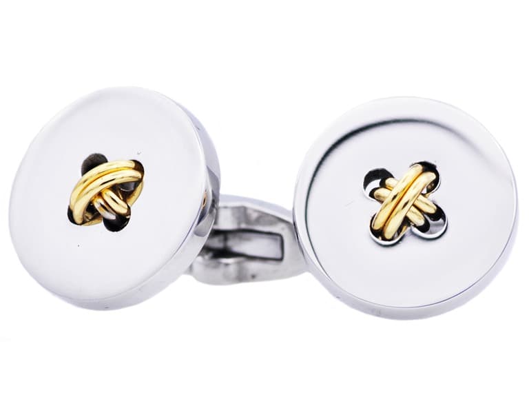 2 Tone Gold Button Cufflinks - Image 1