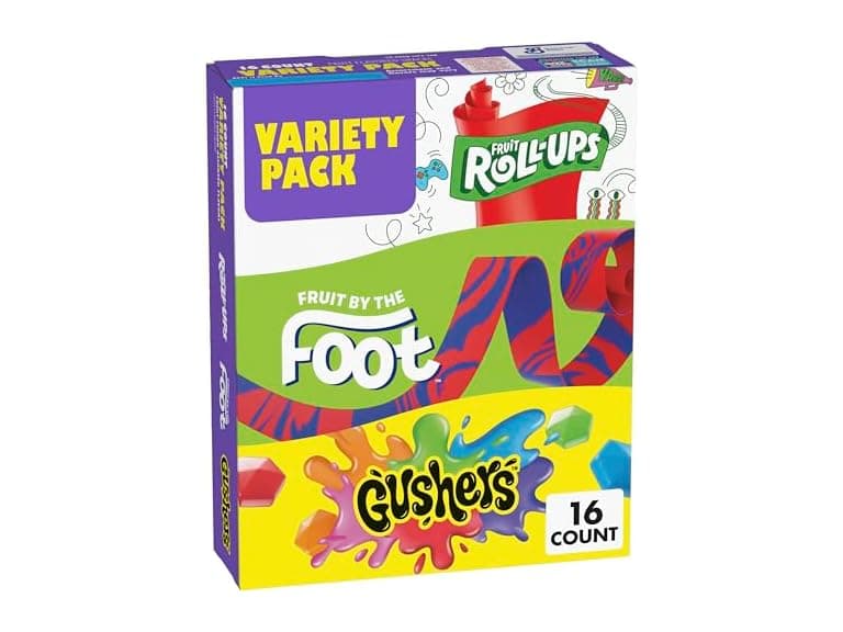 16CT Fruit Roll-Ups, Fruit by the Foot and Gushers - Image 1