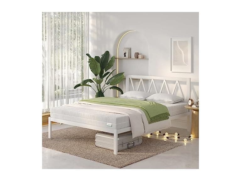 Novilla Queen Bed Frame Headboard White - Image 1