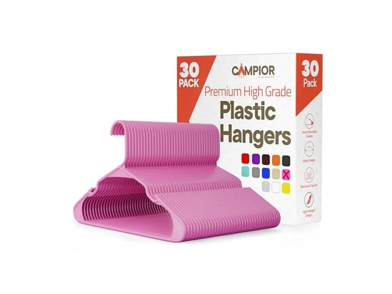 Pink Plastic Hangers 30 Pack - Image 1