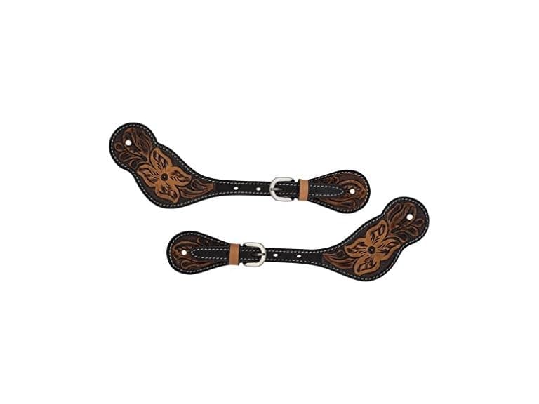 Turquoise Cross 45-0400 Men's Floral Tooled Spur Straps - Image 1