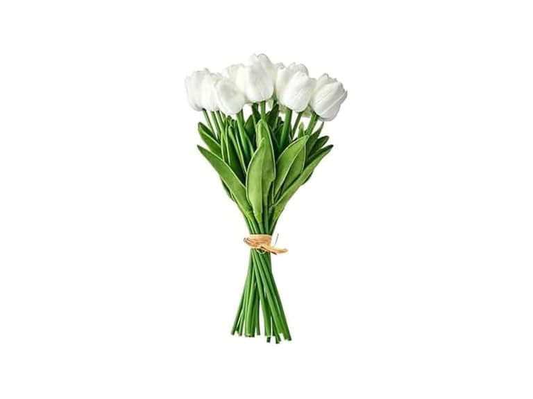 Mikasa Artificial White Tulip Bouquet, Set of 20 - Image 1