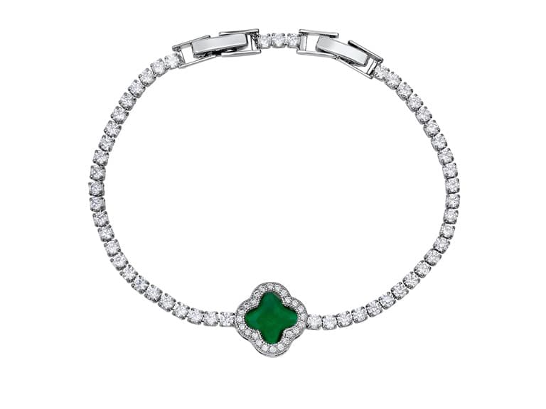 CZ Stone Square Charm Bracelet - Image 1