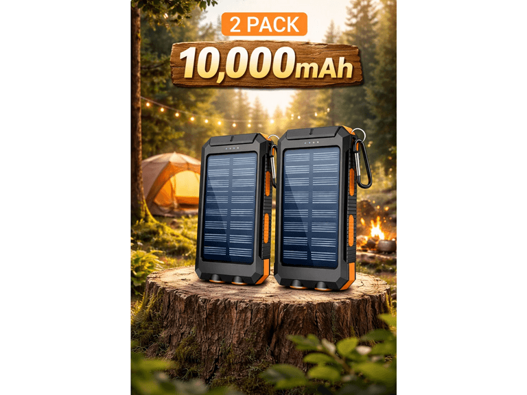 2-Pack 10,000mAh Portable Solar Charger - Image 1