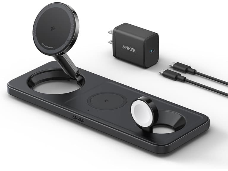 (NEW) Anker MagSafe 3-in-1 Qi2 15W Wireless Desktop Charging Station - Image 1