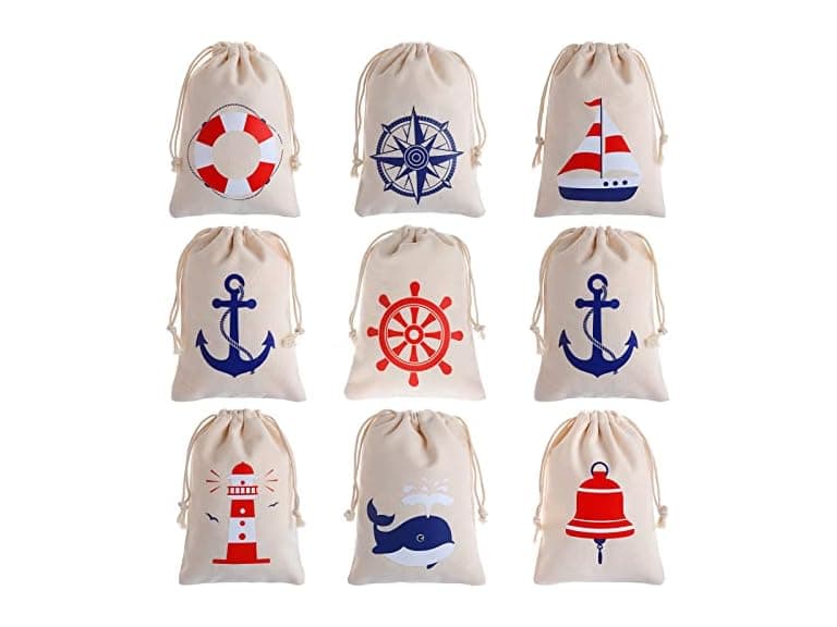 24 Pack Nautical Anchor Drawstring Bags - Image 1