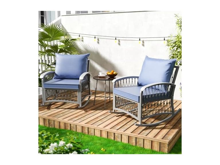zzwhom 3 PCS Outdoor Rocking Chairs Patio Bistro Set - Image 1