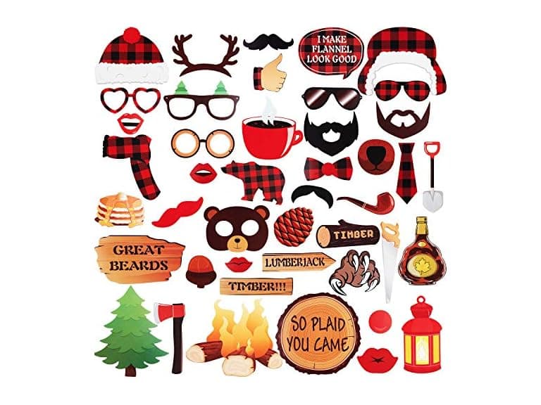 44 Pc Lumberjack Photobooth Props - Image 1