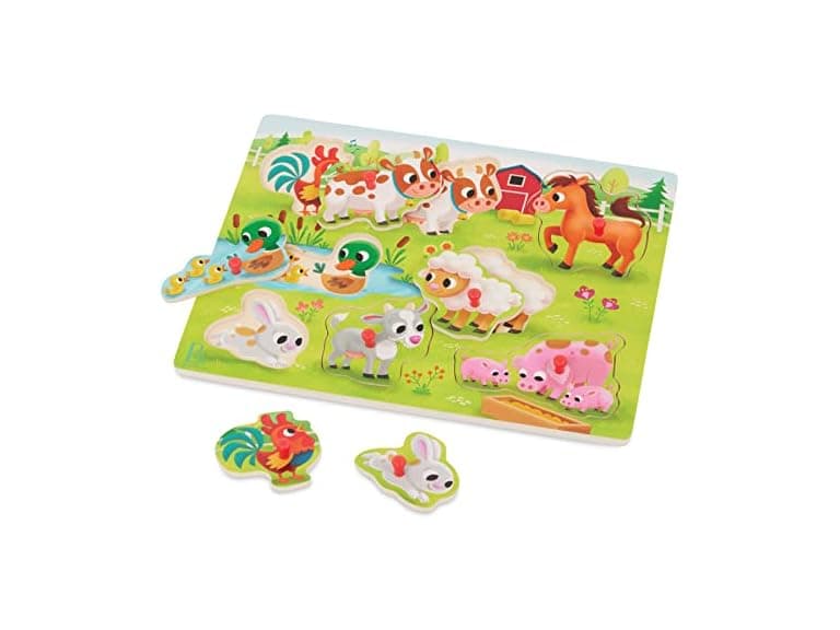 B. toys Farm Animals Wooden Peg Puzzle - Image 1