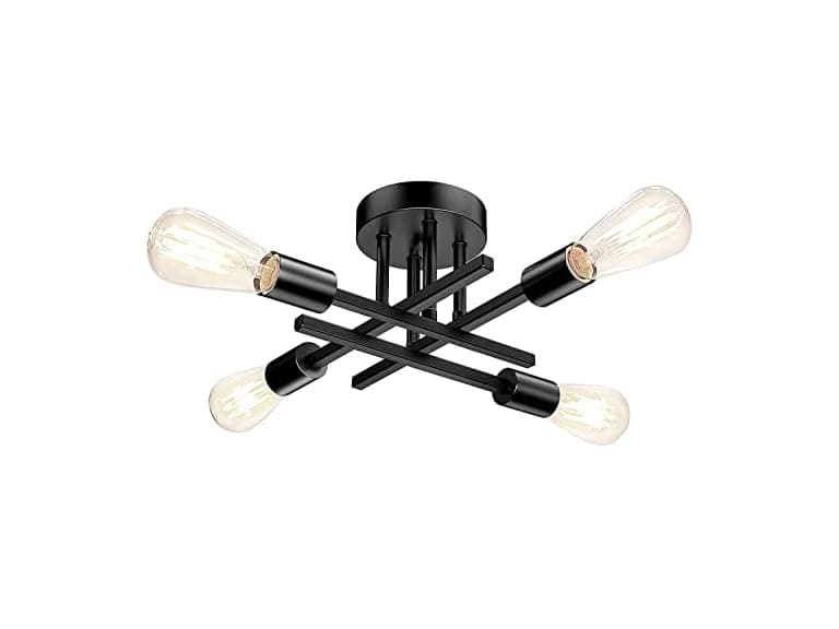 TOBUSA Semi Flush Mount Ceiling Light Fixture Matte Black - Image 1