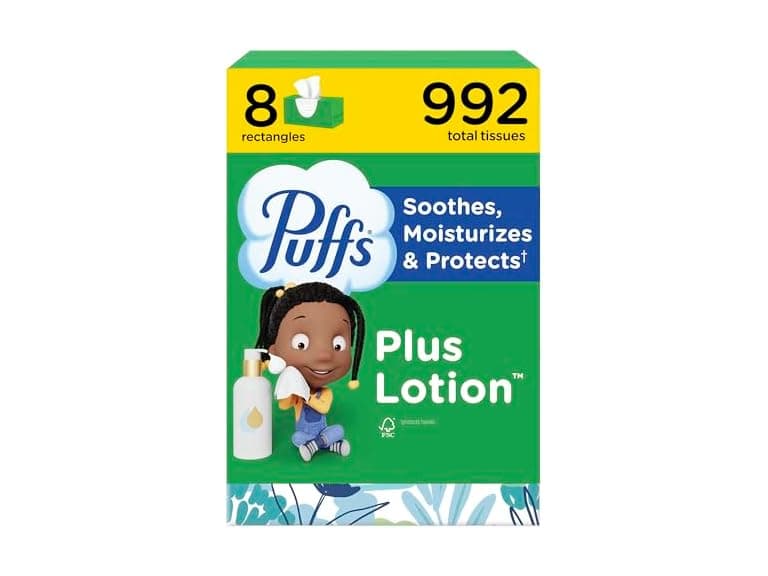 Puffs Facial Tissues Plus Lotion 8 Family Box - Image 1